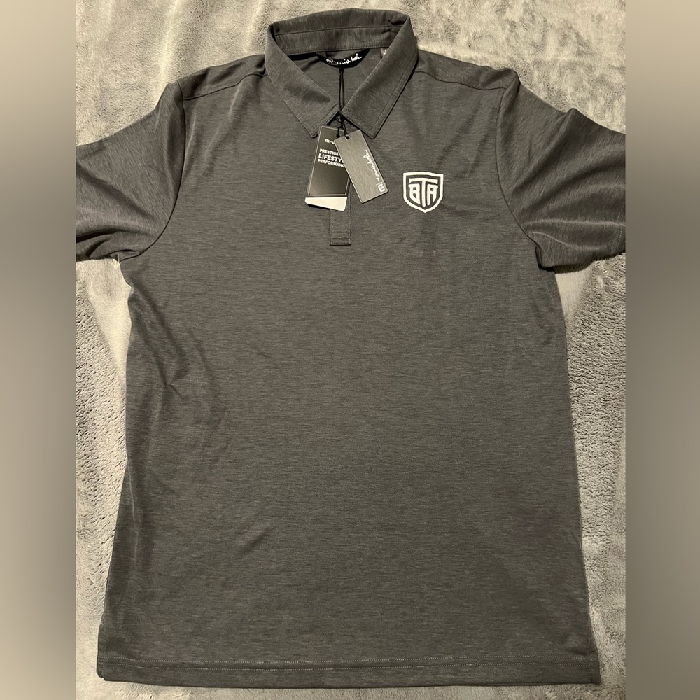 Men's Dark Gray Performance Polo Shirt - Athletic Shield Logo